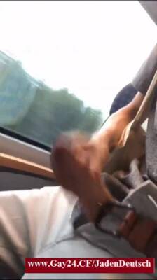 Handsome German jerking off dangerously in public places: train, plane, office - boyfriendtv.com - 